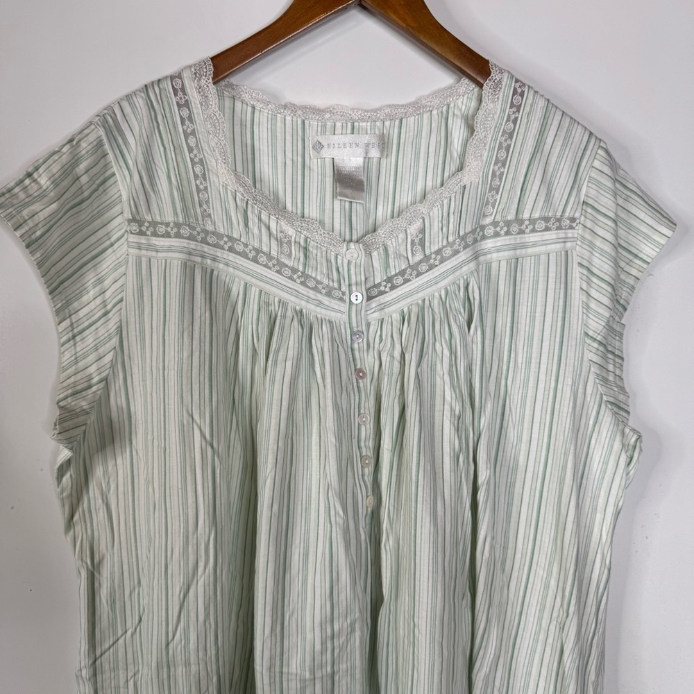 Eileen West‎ Green Striped Night Shirt Size 2x - Picture 3 of 4